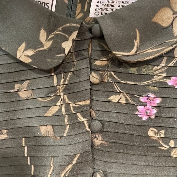 Karen STEVENS Short Sleeve Maxi Dress Cloth buttons Peter Pan Collar size 4 - Picture 5 of 14